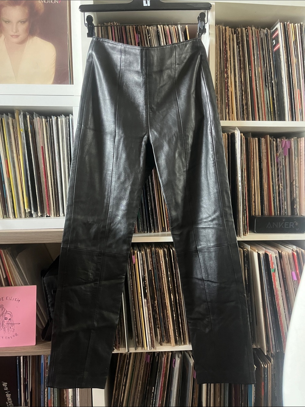 Michael Hoban North Beach Leather Pants Black 90s High Rise Straight Minimalist